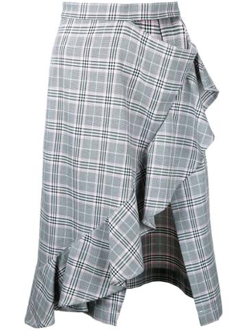 Gwen Salakaia - Checked Asymmetric Skirt - Women - Cotton/polyester - 0, Grey, Cotton/polyester