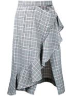 Gwen Salakaia - Checked Asymmetric Skirt - Women - Cotton/polyester - 0, Grey, Cotton/polyester