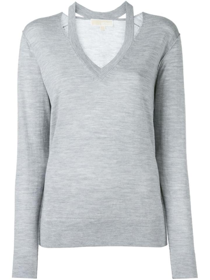 Michael Michael Kors Cut-out Neck Jumper, Women's, Size: Small, Grey, Merino