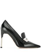 Alexander Mcqueen Pointed Toe Moccasin-style Pumps - Black