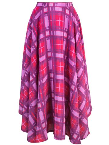Lhd Plaid Print Skirt - Purple