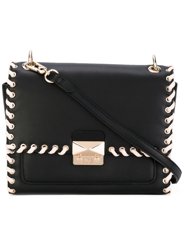 Karl Lagerfeld - Stitched Shoulder Bag - Women - Leather/polyurethane - One Size, Black, Leather/polyurethane