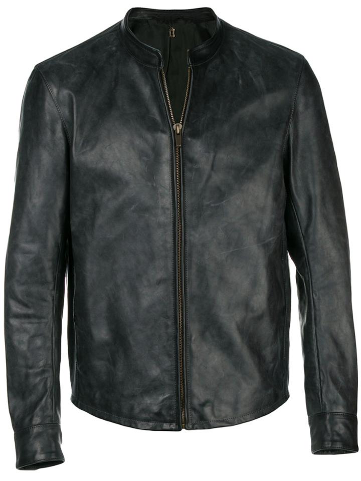 Ajmone Zipped Leather Jacket - Black