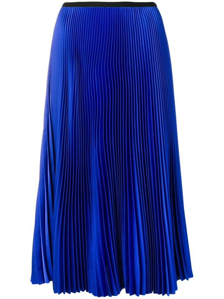 Blanca Pleated Straight Skirt - Blue