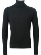 John Smedley Roll Neck Sweater, Men's, Size: Large, Black, Merino
