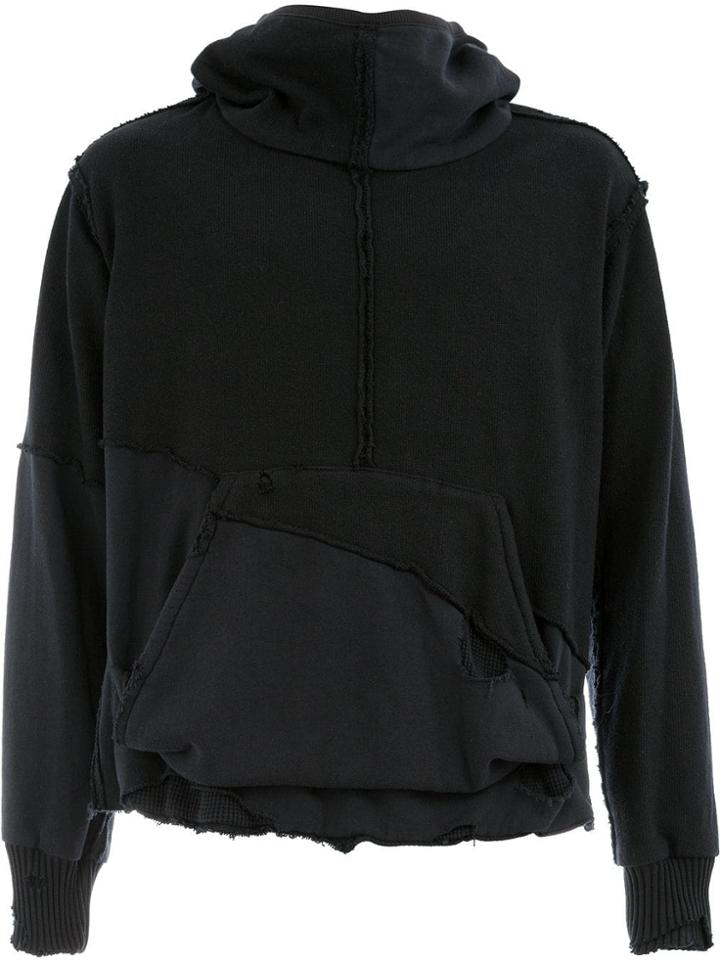 Greg Lauren Distressed Patchwork Hoodie - Black