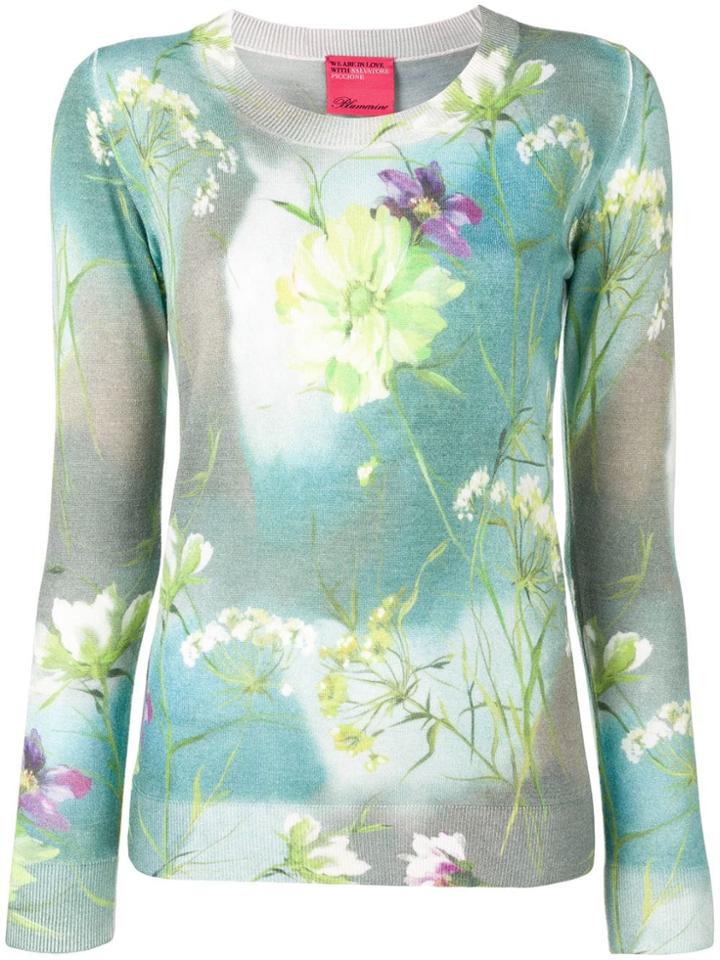Blumarine Flower Print Jumper - Green