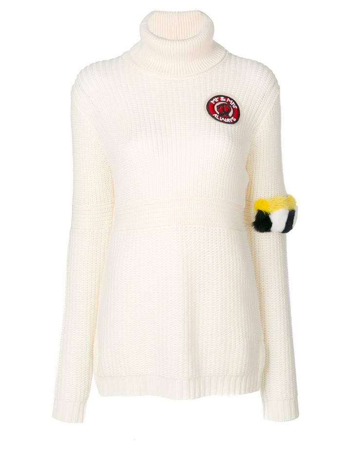 Mr & Mrs Italy - Patch Detail Jumper - Women - Virgin Wool/glass - 42, Nude/neutrals, Virgin Wool/glass