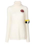 Mr & Mrs Italy - Patch Detail Jumper - Women - Virgin Wool/glass - 42, Nude/neutrals, Virgin Wool/glass