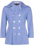 Comme Des Garçons Pre-owned Checked Double-breasted Jacket - Blue