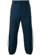 Gucci - Cropped Side Stripe Trousers - Men - Polyester - 46, Blue, Polyester