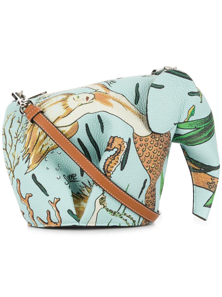 Loewe Printed Elephant-shaped Clutch - Blue