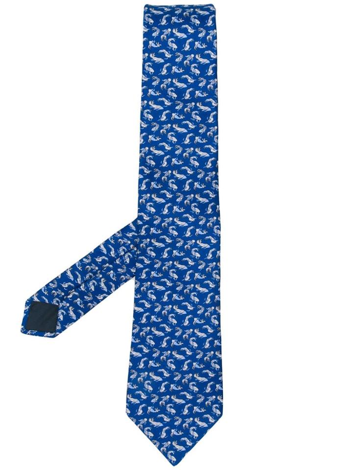 Lanvin Koi Fish Print Tie - Blue