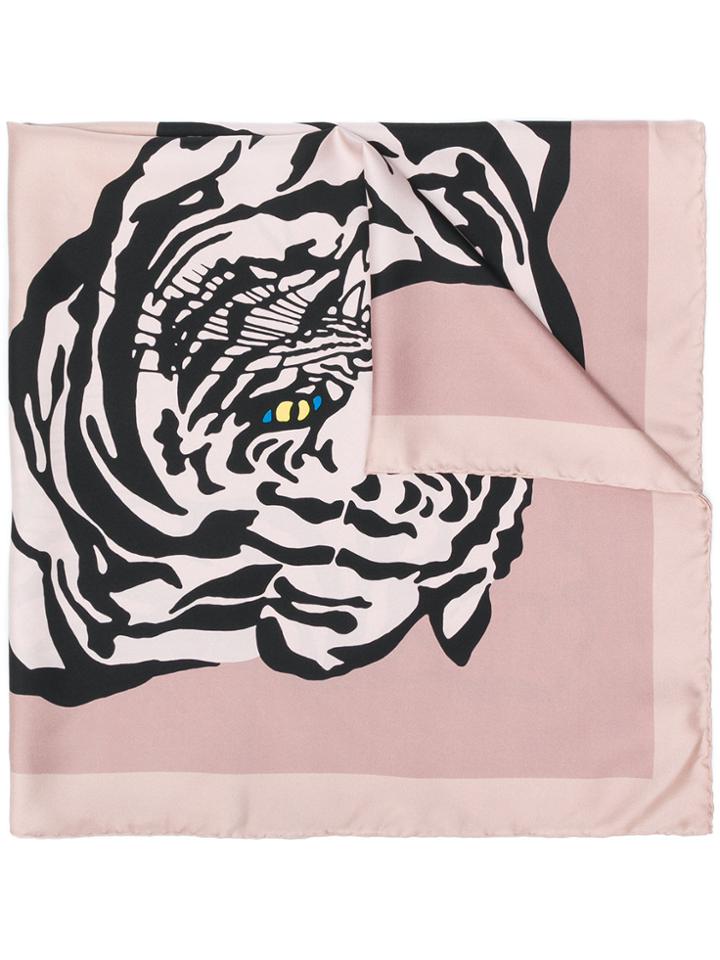 Valentino Tiger Print Scarf - Pink & Purple