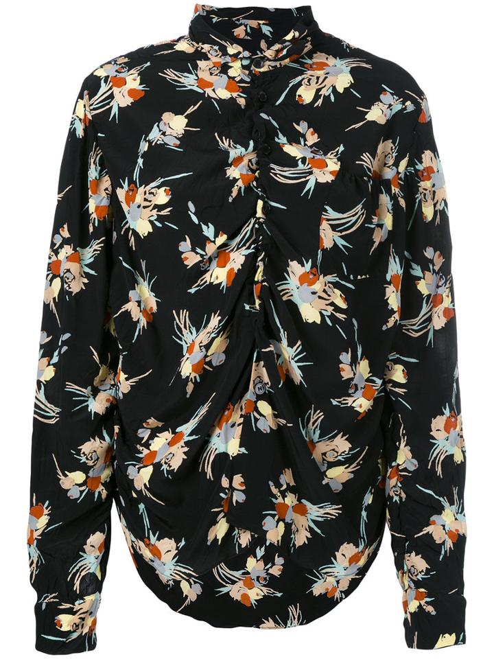 Marni - Gathered Detail Shirt - Women - Silk - 42, Black, Silk