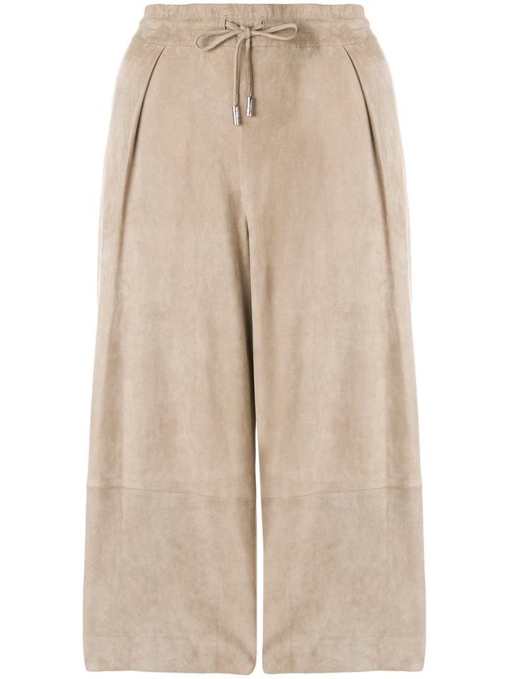 Desa Collection Suede Culotte Trousers - Nude & Neutrals