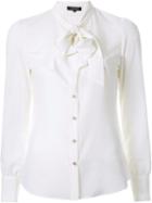 Loveless Tie Neck Button Down Shirt, Women's, Size: 36, White, Polyester
