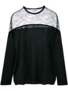 Valentino Lace Panel Jumper, Women's, Size: Xs, Black, Wool