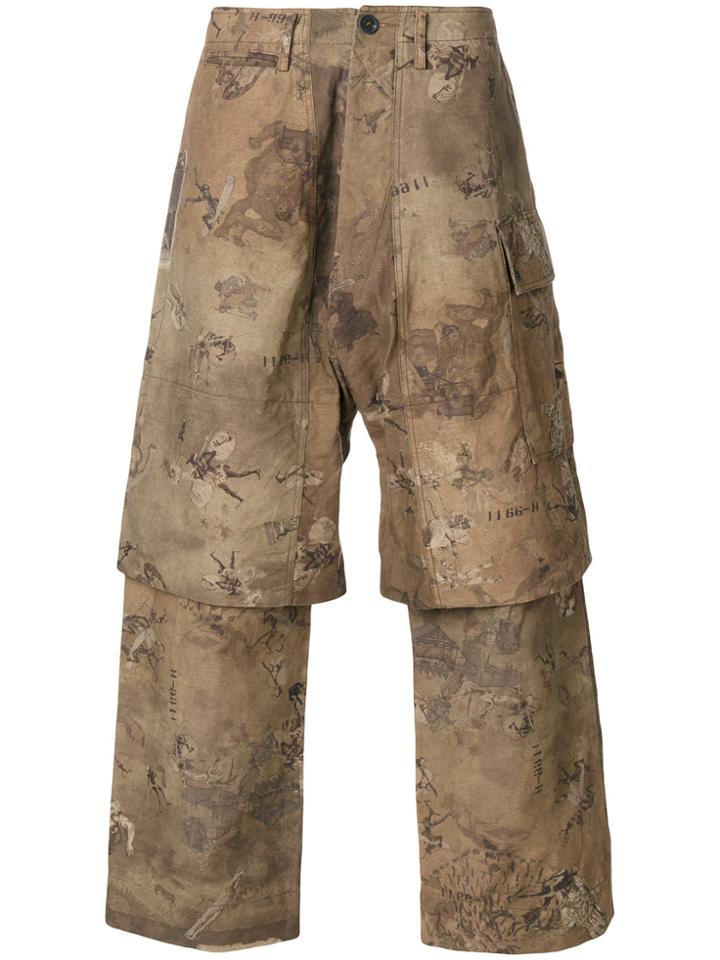 Ziggy Chen Art Print Layered Trousers - Multicolour