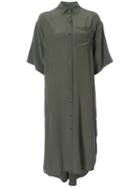 Osklen - Long Shirt Dress - Women - Silk - P, Green, Silk