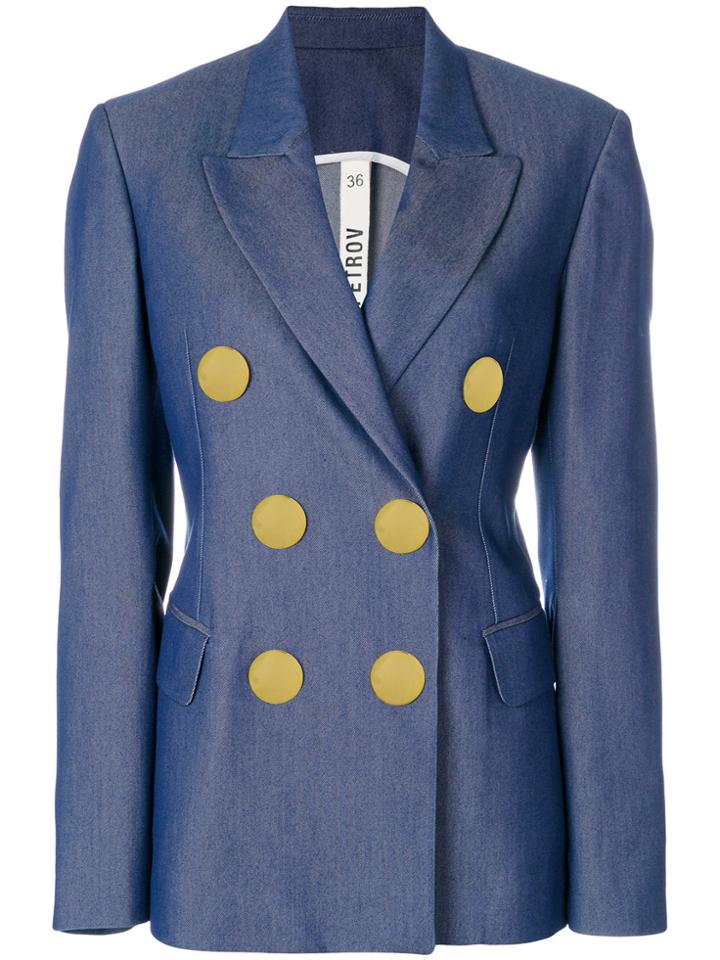 Petar Petrov Double Breasted Fitted Jacket - Blue