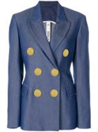 Petar Petrov Double Breasted Fitted Jacket - Blue