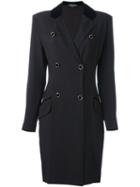 Double Breasted Coat, Women's, Size: 42, Black, Louis Feraud Vintage