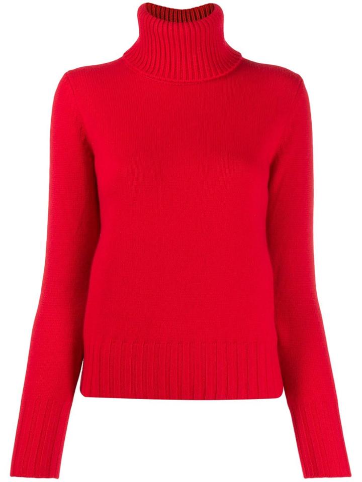 N.peal Chunky Roll Neck Jumper - Red