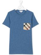 Burberry Kids - Checked Chect Pocket T-shirt - Kids - Cotton - 14 Yrs, Blue