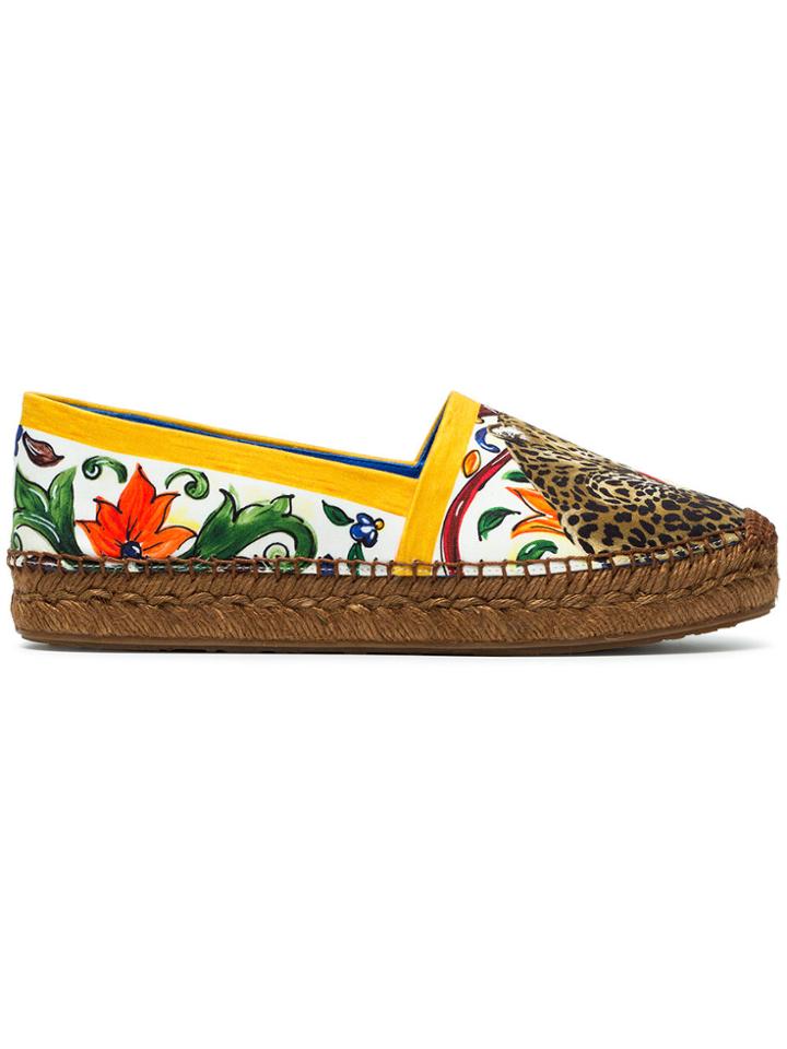 Dolce & Gabbana Majolica Leather Espadrilles - Multicolour