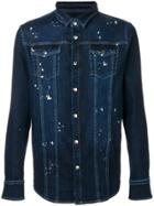 Les Hommes Urban Paint Splash Denim Shirt - Blue
