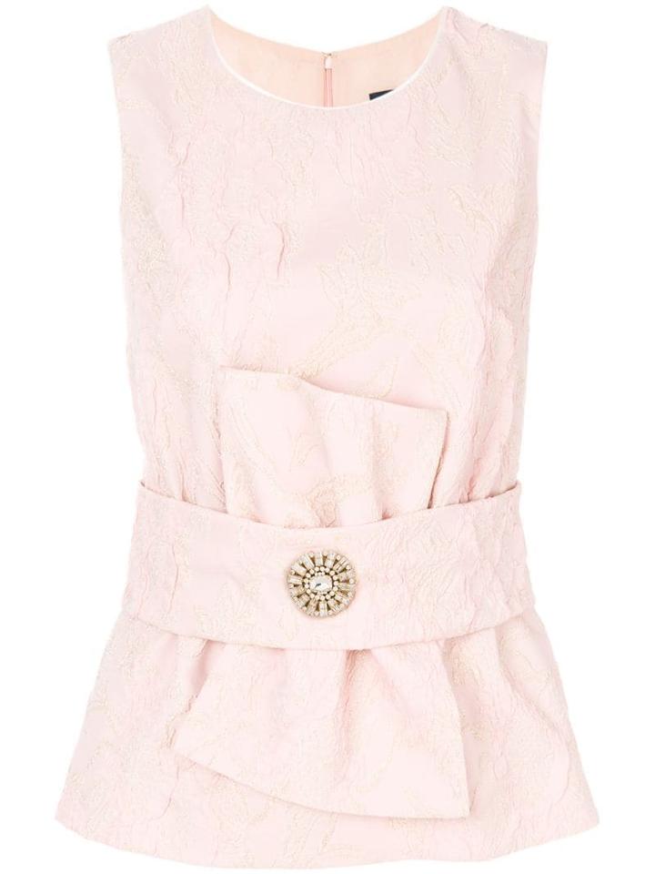 Cavalli Class Floral Lace Textured Tank Top - Pink