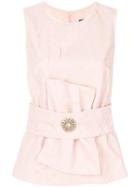 Cavalli Class Floral Lace Textured Tank Top - Pink