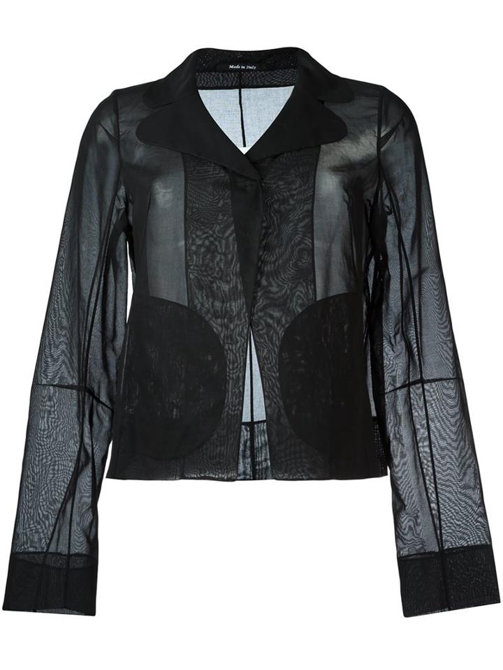 Maison Margiela Sheer Blazer, Women's, Size: 42, Black, Cotton