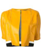 Aviù Cropped Short Sleeve Jacket, Women's, Size: Medium, Yellow/orange, Polyamide/polyester/viscose/leather