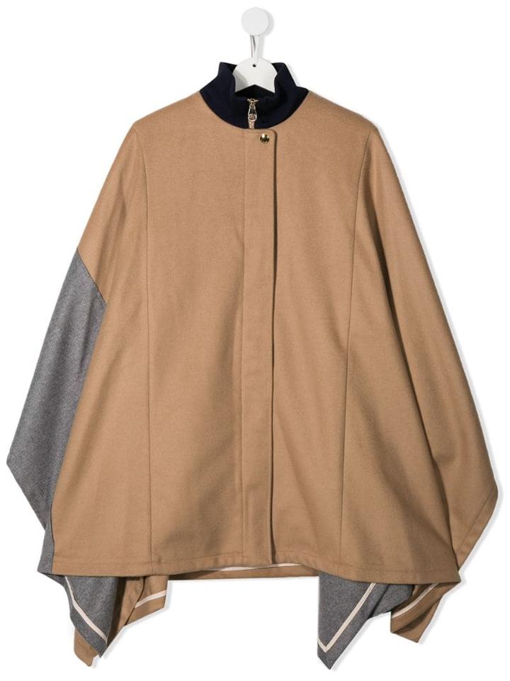 Chloé Kids Felt Cape Coat - Brown