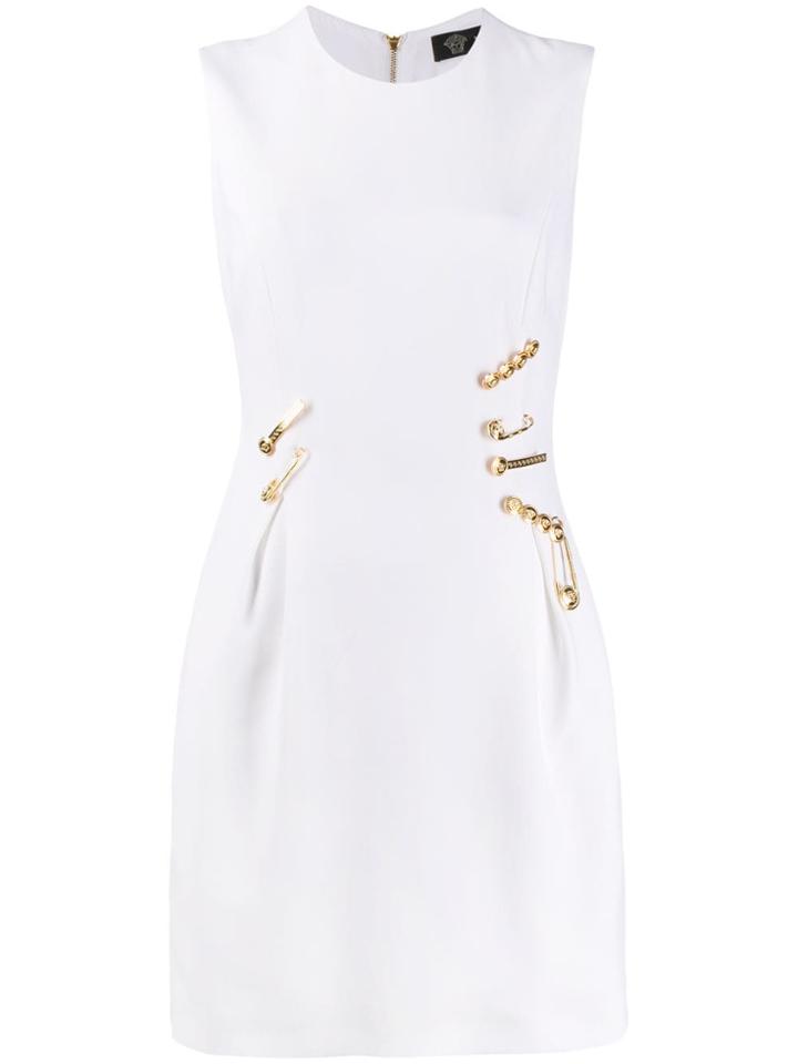 Versace Sleeveless Pinned Mini Dress - White