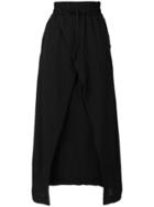 Barbara I Gongini Layered Wrap Midi Skirt - Black