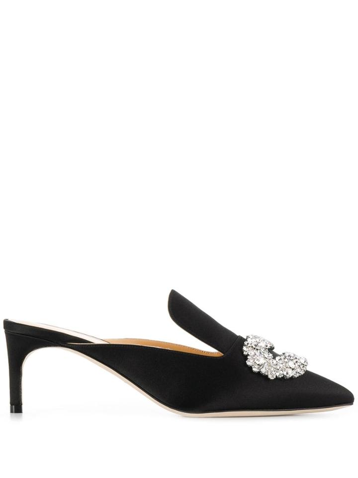 Giannico Daphne Satin Mules - Black