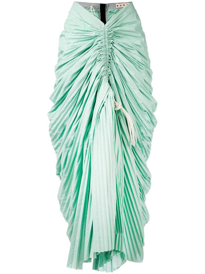 Marni - Ruched Plissé Mermaid Shirt - Women - Cotton - 40, Green, Cotton