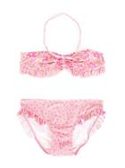 Stella Mccartney Kids Graphic Flowers Marilene Bikini - Pink & Purple