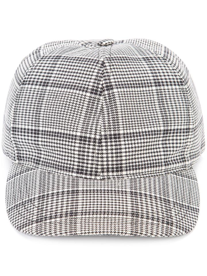 A.p.c. Checked Baseball Cap, Men's, Size: Small, White, Cotton/virgin Wool