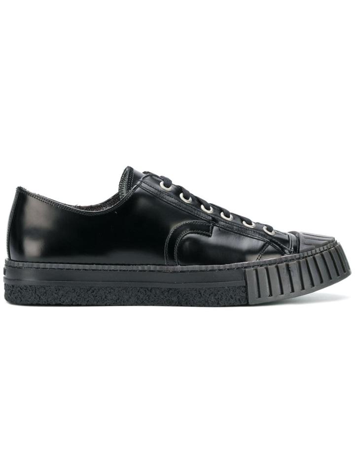 Adieu Paris Varnished Lace-up Sneakers - Black