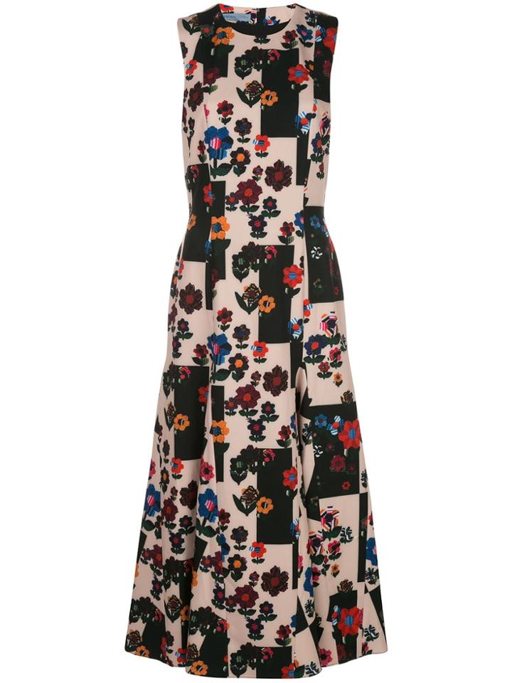 Jonathan Cohen Abstract Floral Pattern Dress - Black