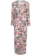 Fleur Du Mal Poppy Print Wrap Maxi Dress - Pink & Purple