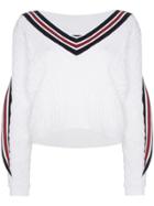 Y / Project V-neck Twisted Trim Cable-knitted Jumper - White