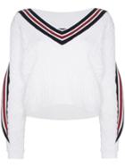 Y / Project V-neck Twisted Trim Cable-knitted Jumper - White