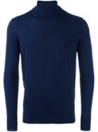 Closed Roll Neck Sweater, Men's, Size: Medium, Blue, Virgin Wool