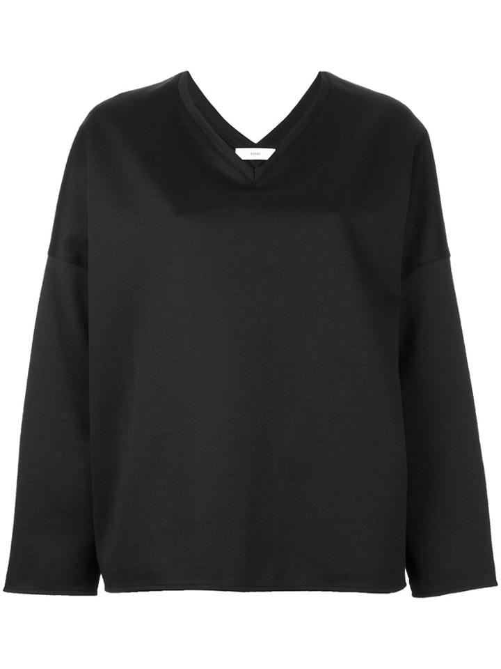 Astraet Boxy V-neck Blouse - Black