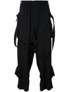 Yohji Yamamoto Strap Detail Loose Trousers, Men's, Size: 3, Black, Cupro/wool